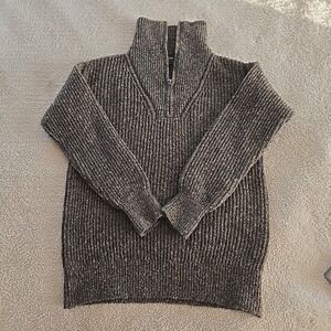 Filson Funnel Neck Zip Sweater 20115154 MADE IN SCOTLAND Grey Brown Merino Wool